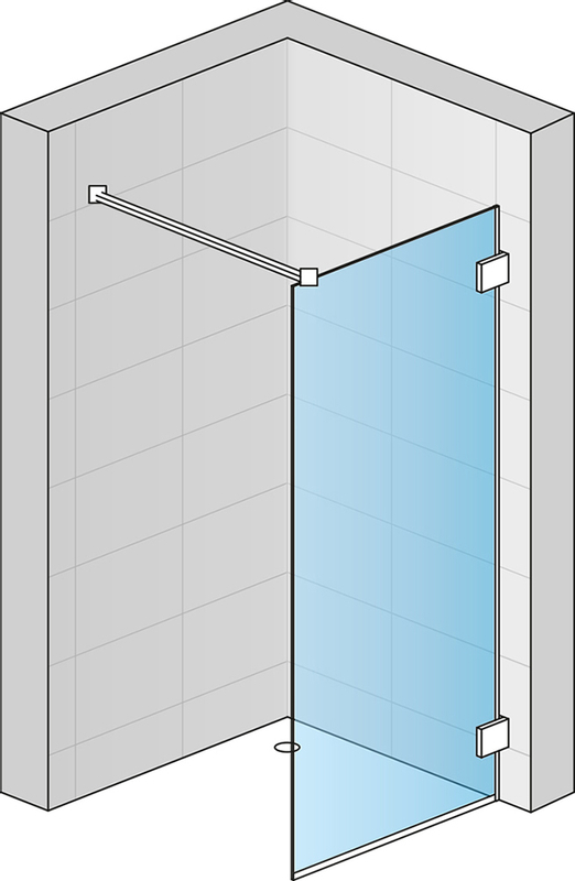 Pevná stěna Ronal Pur samostatná s L - kováním - montáž vpravo Atyp na zaměření 300 - 1000 x výška do 2000 mm, chrom/sklo čiré
