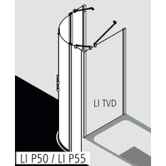 Čtvrtkruhový sprchový kout s kyvnémi dveřmi a pevnými poli Kermi Liga LIP55 R550 stříbrná vysoký lesk, čiré ESG sklo s úpravou 100 x 100 x 200 cm