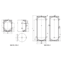 Nádoba akumulační Dražice NAD 100 V1, bez přípravy TUV, s nesnímatelnou izolací, vhodná k topným systémům s tepelnými čerpadly