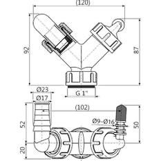 Dvojité kolínko Alcadrain (Alcaplast) G1˝/8-23 s klapkami P149Z