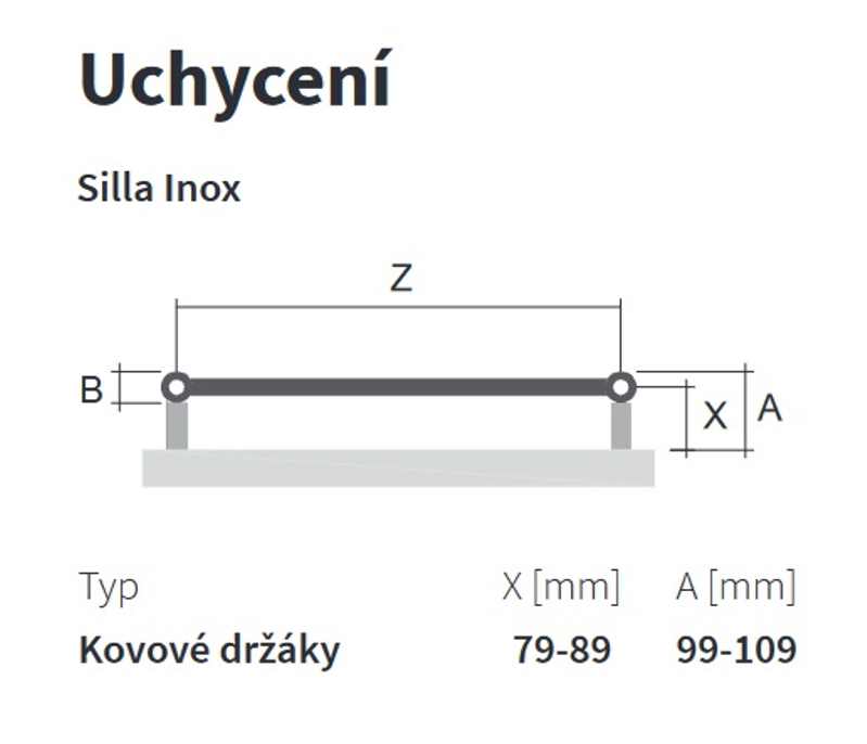 Těleso koupelnové trubkové Isan Silla Inox 1180 x 600 mm, 432 W, středové připojení, nerez