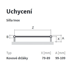 Těleso koupelnové trubkové Isan Silla Inox 1180 x 600 mm, 432 W, středové připojení, nerez