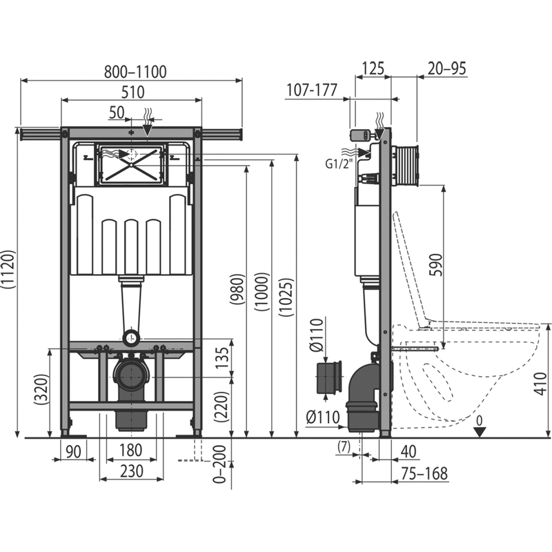 WC Instalační modul Plano RN102/1120 pro předezdení do jádra