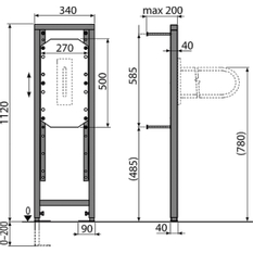 Montážní rám Alcadrain (Alcaplast) pro madlo A106/1120