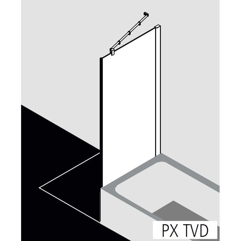 Zkrácená boční stěna vedle vany Kermi Pasa XP PXTVD stříbrná matná/čiré ESG sklo 75 x 160 cm