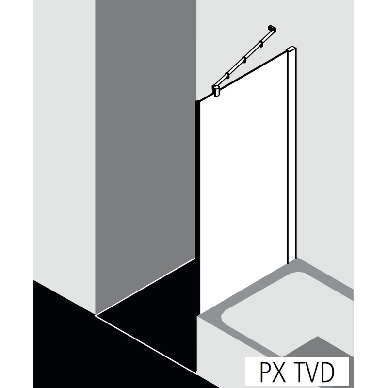 Zkrácená boční stěna vedle vany Kermi Pasa XP PXTVD stříbrná matná/čiré ESG sklo 75 x 160 cm