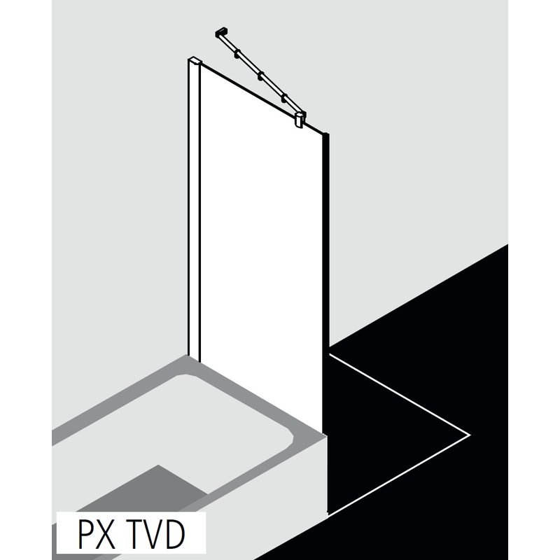 Zkrácená boční stěna vedle vany Kermi Pasa XP PXTVD stříbrná matná/čiré ESG sklo 75 x 160 cm