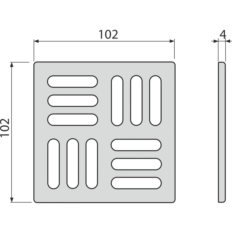 Mřížka Alcadrain (Alcaplast) pro nerezové vpusti 102 x 102 mm nerez MPV011