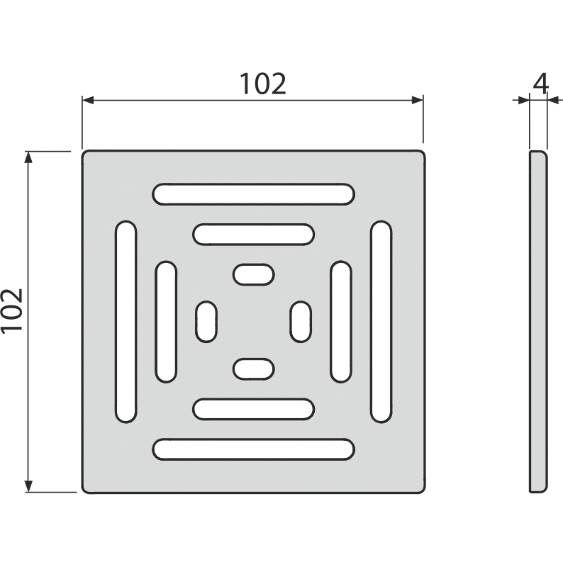 Mřížka Alcadrain (Alcaplast) pro nerezové vpusti 102 x 102 mm nerez MPV012