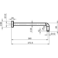 Rameno pevné sprchy 350 mm chrom