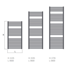 Těleso koupelnové trubkové Isan Palmyra 1135 x 600 mm, 499 W, elektrické s regulátorem Mini PW, chrom