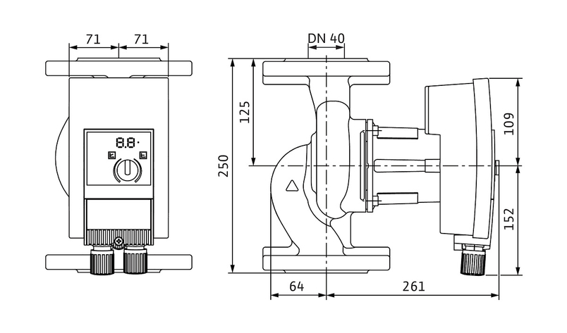 Mokroběžné čerpadlo s vysokou účinností Wilo Yonos MAXO-Z 40/0, 5-12, DN40, 1x230V, 450W