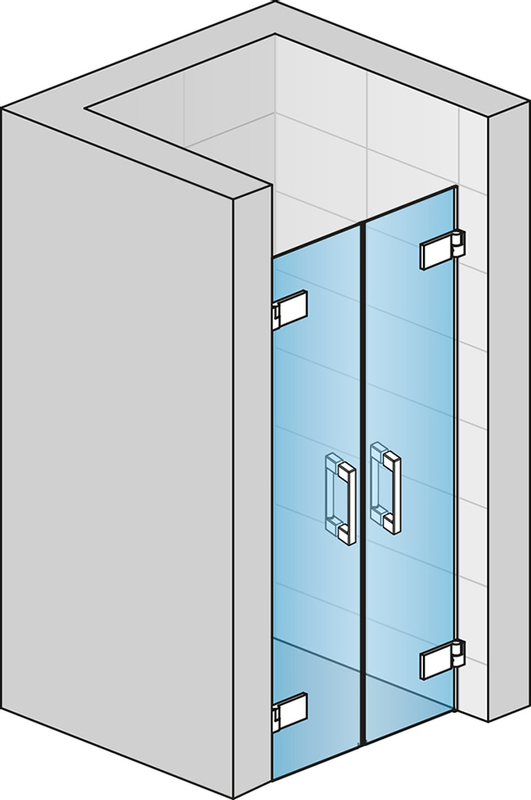 Dvoukřídlé dveře Ronal Pur Atyp na zaměření 0 - 1250 x 2000 mm, chrom/sklo Durlux