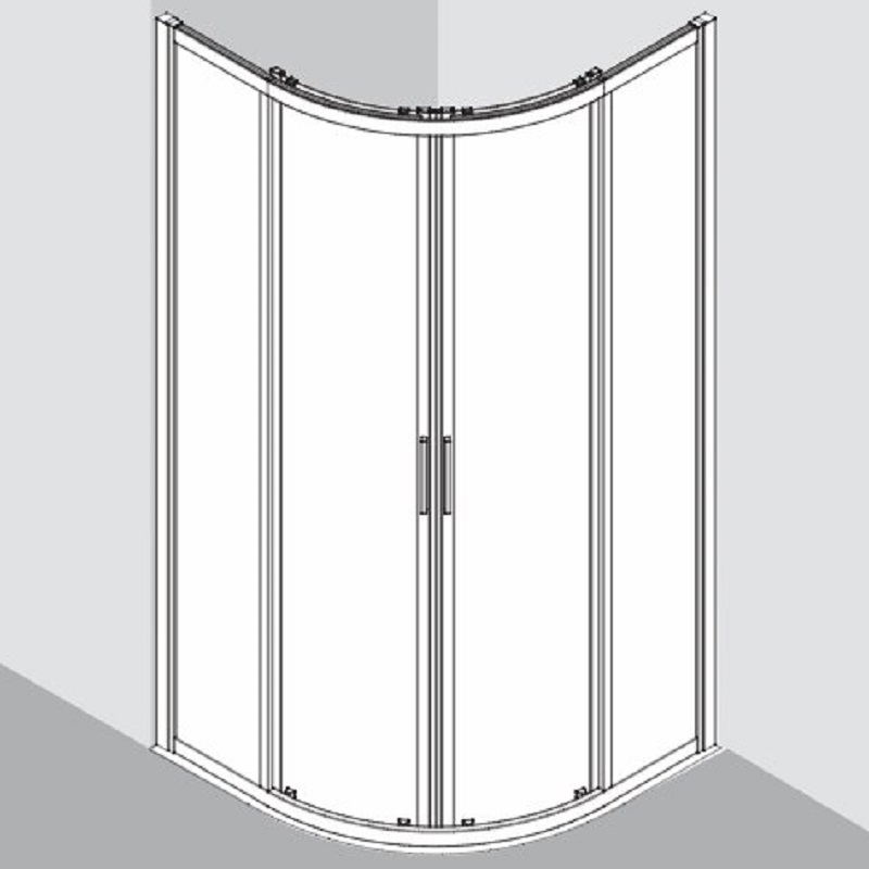 Posuvné dveře Plano Davos čtvrtkruh DPR2 bílé/sklo 90 x 90 cm