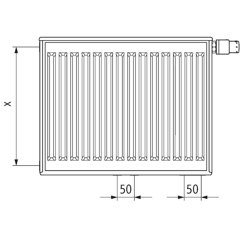 Radiátor Kermi Profil-Vplus FTP 22 pravý 600 x 1600 mm, 2666 W, bílý