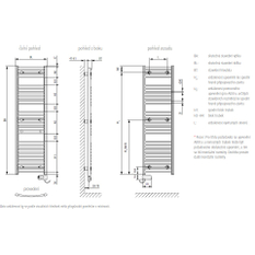 Koupelnové trubkové elektrické těleso Kermi B20-RE prohnuté, boční připojení, 764 x 390 mm, bílé