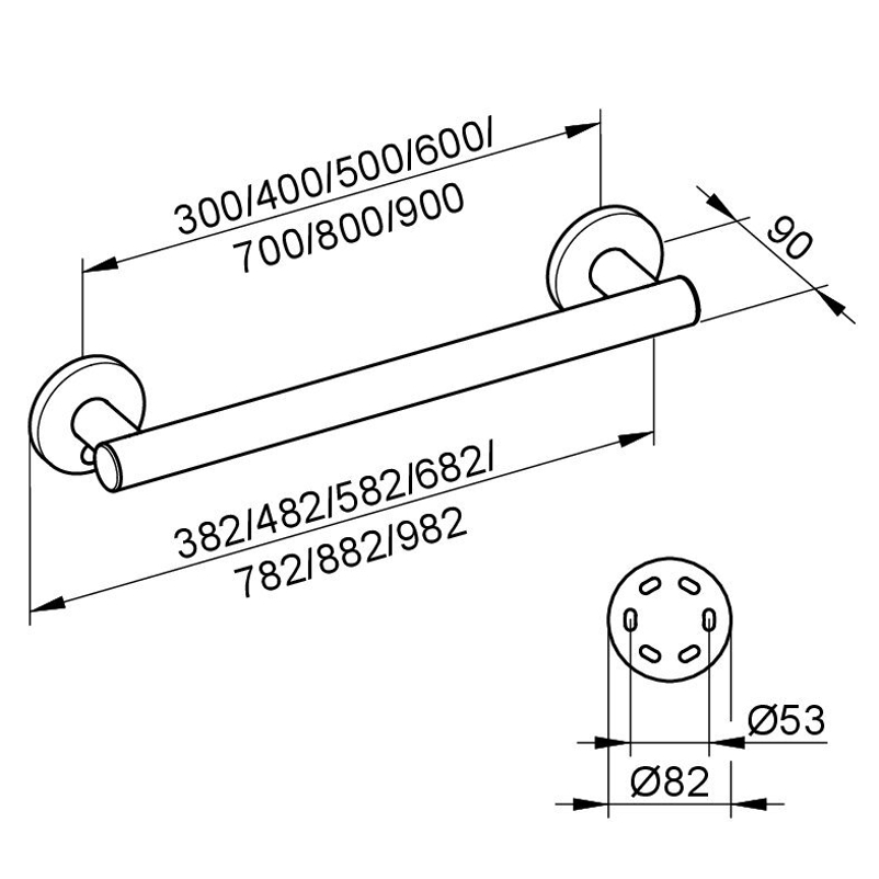 Madlo Keuco Plan Care, 982 mm, pochromováno