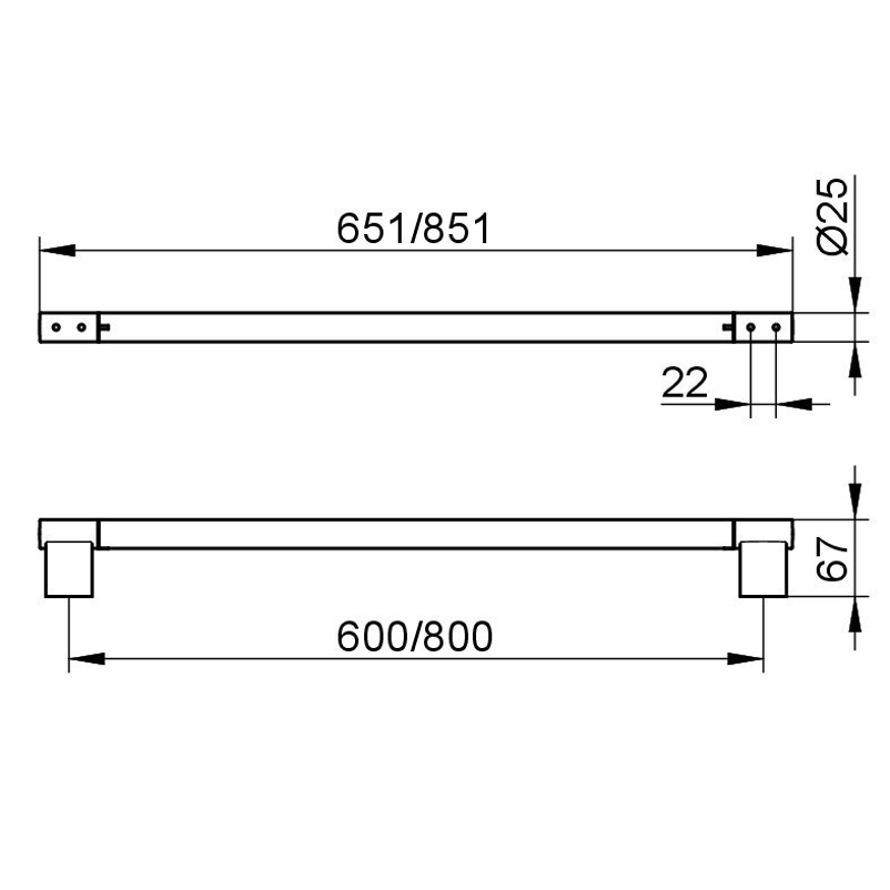 Držák na osušku Keuco Plan, 800 mm, pochromováno