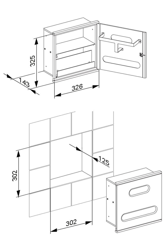 Modul k umyvadlu 3 Keuco Plan Integral, 326 x 325 x 143 mm, pochromováno/bílý lak/vpravo