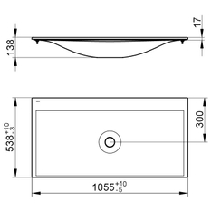 Keramické umyvadlo Keuco Edition 11, 1055 x 17 x 538 mm, bílá