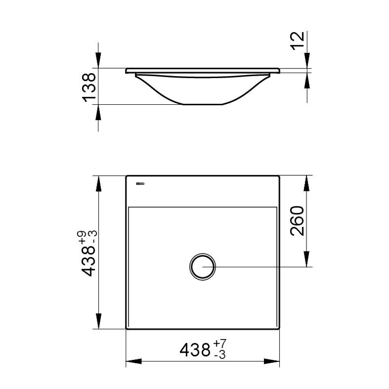 Keramické umyvadlo Keuco Edition 11, 438 x 12 x 438 mm, bílá