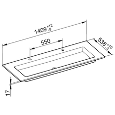 Keramické dvojumyvadlo Keuco Royal 60, 1409 x 17 x 538 mm, bílá