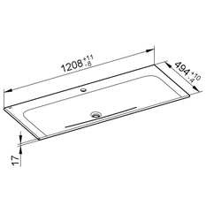 Keramické umyvadlo Keuco Plan, 1205 x 17 x 493 mm, bílá