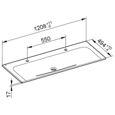 Keramické dvojumyvadlo Keuco Plan, 1205 x 17 x 493 mm, bílá