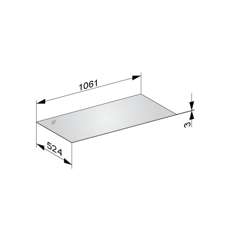 Krycí deska Keuco Edition 11, 1061 x 3 x 524 mm, sklo bílé