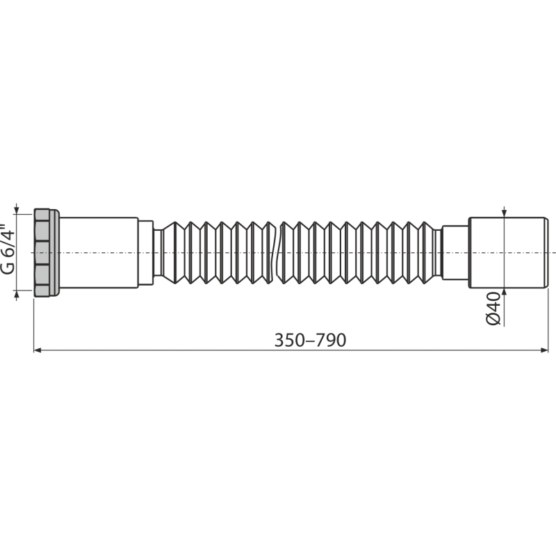 Flexi připojení Alcadrain (Alcaplast) 6/4˝ x 40 kov A792