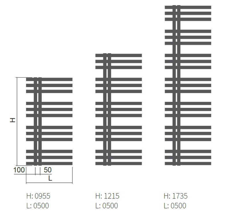 Těleso koupelnové trubkové Isan Echo 1215 x 500 mm, 471 W, klasické připojení, sněhově bílá RAL 9016