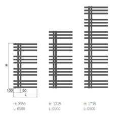 Těleso koupelnové trubkové Isan Echo 1215 x 500 mm, 471 W, klasické připojení, sněhově bílá RAL 9016