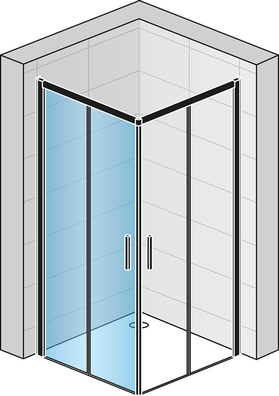 Dvoudílné posuvné dveře Ronal Top - Line S - levé / 1 strana rohového vstupu 900 x 2000 mm, černá matná/sklo čiré