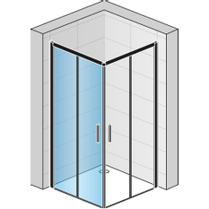 Dvoudílné posuvné dveře Ronal Top - Line S - levé / 1 strana rohového vstupu 900 x 2000 mm, černá matná/sklo čiré