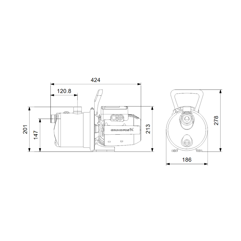 Čerpadlo samonasávací Grundfos JP 5-48 1x230V 50Hz 1,5m SCHUKO HU