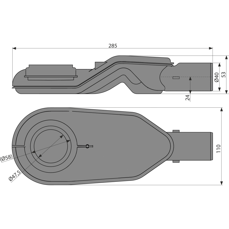 E x tra-nízký sifon DN40 pro žlab Alcadrain (Alcaplast) APZ2012, APZ2022 P142