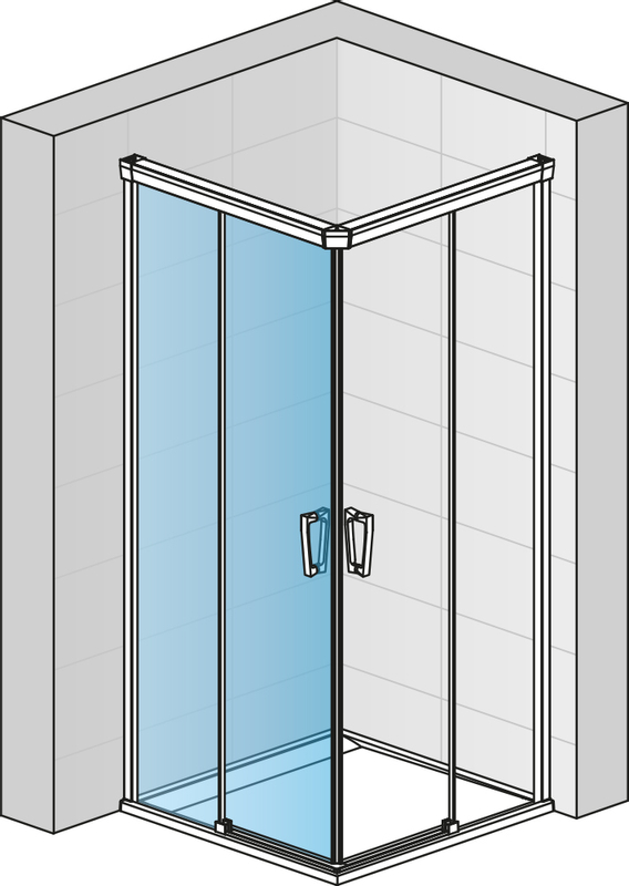 Dvoudílné posuvné dveře Ronal Cadura levé / 1 strana rohového vstupu 800 x 2000 mm, aluchrom/sklo čiré