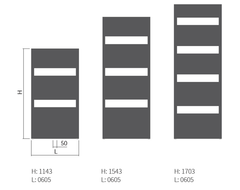 Těleso topné designové Isan Carme 1143 x 605 mm, 449 W, středové připojení, sněhově bílá RAL 9016