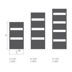 Těleso topné designové Isan Carme 1143 x 605 mm, 449 W, středové připojení, sněhově bílá RAL 9016