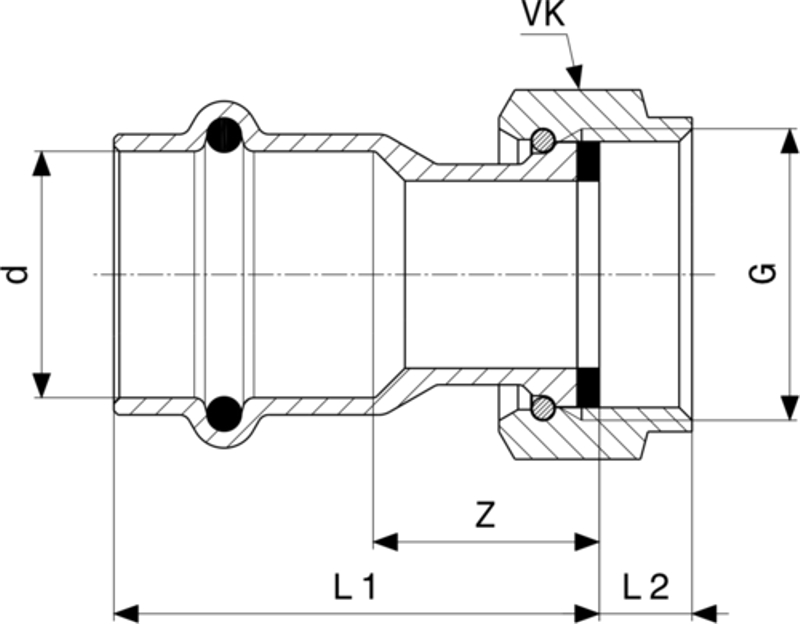 Připojovací šroubení Viega Profipress s SC-Contur 2263 28 x 1˝