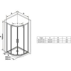 Sprchový kout Ravak BLSCP4 90x90, lesk+transparent