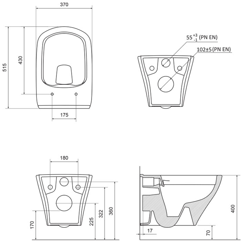 Klozet Ravak Classic RimOff, závěsný, bílá