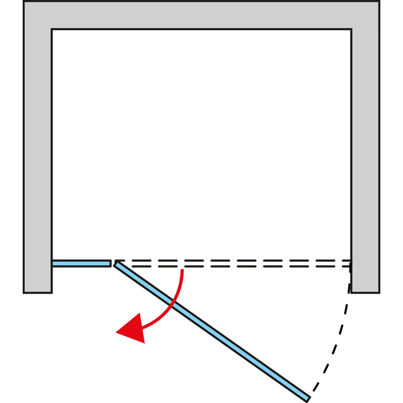 Jednokřídlé dveře Ronal Annea Black s pevnou stěnou v rovině s vyrovnávacím profilem - montáž vlevo / 1 strana rohového vstupu 900 x 2000 mm, černá matná/sklo čiré