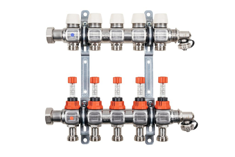 Rozdělovač 1˝ pro 6 otopných okruhů Kermi x-net Komfort-6, stavební délka 370 mm