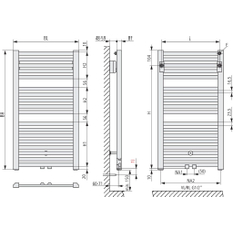 Těleso koupelnové trubkové Kermi Geneo quadris 1494 x 447 mm, středové připojení, 617 W, bílé