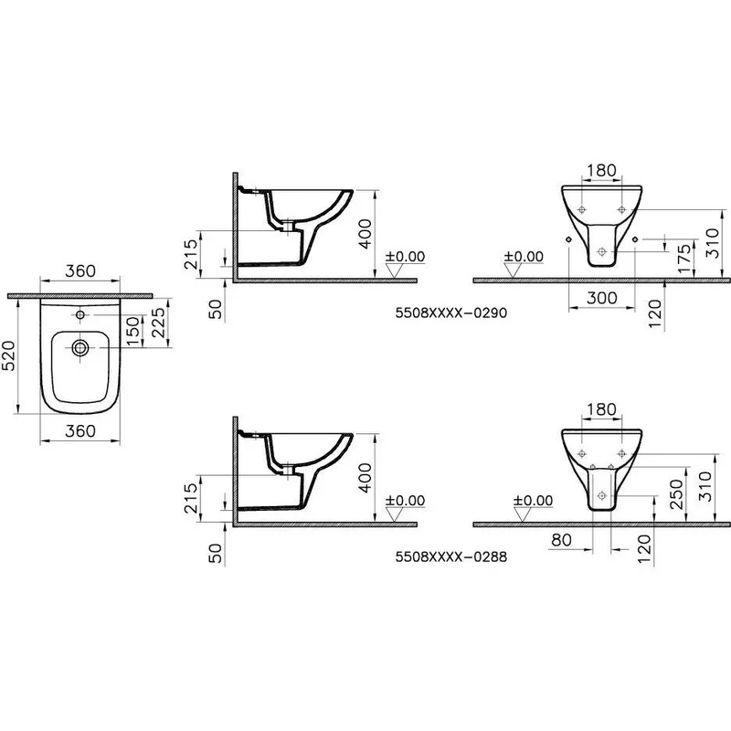 Závěsný bidet Optiline Europa hluboké splachování Hygplus