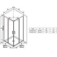 Sprchový kout Ravak BLSRV2 90x90, lesk+transparent