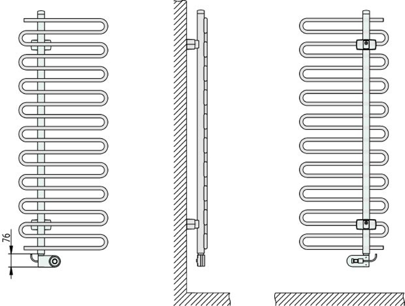 Těleso koupelnové trubkové Kermi Icaro-E 1421 x 400 mm, elektrosada FKS vlevo 400 W, bílé