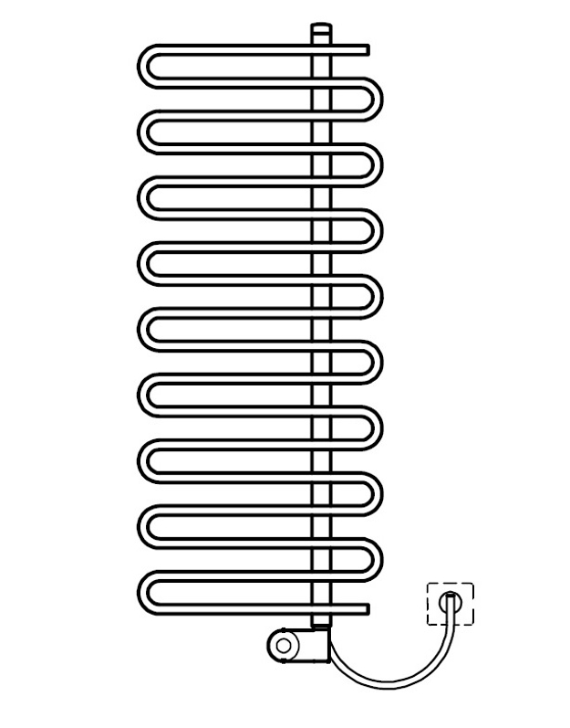 Těleso koupelnové trubkové Kermi Icaro-E 1421 x 400 mm, elektrosada FKS vpravo 400 W, bílé