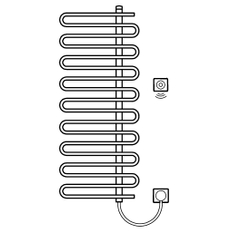 Těleso koupelnové trubkové Kermi Icaro-E 1421 x 400 mm, elektrosada WFS vpravo 400 W, stříbrné